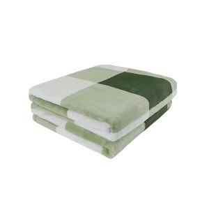PiccoCasa Christmas Couch Sofa Flannel Fleece Checker Lightweight Bed Blankets - 1 of 3