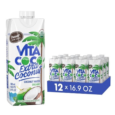 Vita Coco Organic Coconut Water, Pressed, More "Coconutty" Flavor, Natural Electrolytes, Vital Nutrients, 16.9 Fl Oz (Pack of 12)