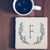 Personalization Mall Farmhouse Floral Personalized Letter Tumbled Stone Coaster Set - 2 of 4