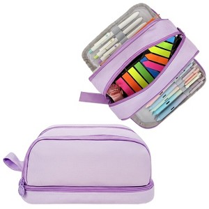 Wrapables 4 Compartment Large Capacity Pencil Case, Pencil Pouch for Stationery Tools - 1 of 4