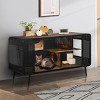 LAOTIES 55" Modern Cat House and Litter Box Enclosure with Tempered Glass Doors,Wooden Shelves and Ventilated Iron Frame - 2 of 4