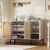 Rattan Shoe Cabinet with 3 Doors, Freestanding Shoe Organizer with Large Storage Space, 8-Tier Shoe Cabinet - 3 of 4