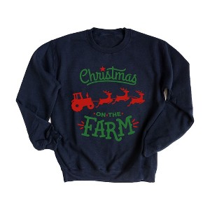 Simply Sage Market Women's Graphic Sweatshirt Christmas On The Farm Tractor - 1 of 4