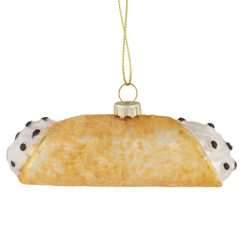 Northlight 4.5" Glittered Cannoli Glass Christmas Hanging Ornament, 5 of 6