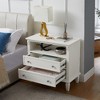 Lyngins Mid-Century Modern Nightstand with 2 Drawers–USB Ports & Power Outlets, Vintage End Table with Open Shelf, Fluted Pilasters Design Side Table - 2 of 4