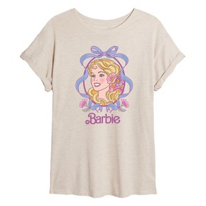 Women's - Barbie - Coquette Floral Bow Oversized Graphic T-Shirt - 1 of 4