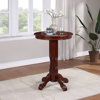 Elegant Round English Tudor Wood Pub Table, 42-Inch