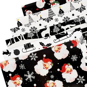 Wrapables 12pcs Christmas Wrapping Paper, Holiday Gift Wrap Paper, Sheets Folded Flat 20L x 27W inches, Black and Red - 1 of 4