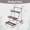 Tangkula 3-Tier Metal Plant Stand Ladder Shaped Flower Pot Holder Storage Rack w/ Wheels - 4 of 4