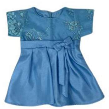 Doll Clothes Superstore Blue Party Lace Trimmed Dress Fits 15-16 Inch Baby And Cabbage Patch Kid Dolls