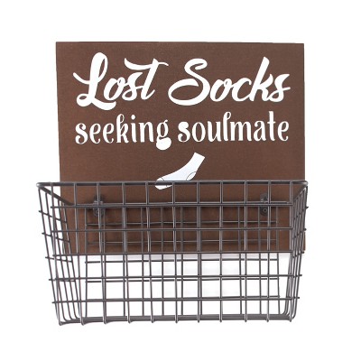 Lakeside Wall Hanging Sock and Laundry Storage Basket - Farmhouse Organization Basket