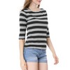 INSPIRE CHIC Women's Elbow Sleeves Boat Slim Fit Casual Stripe Animal Print Multi Floral Pattern T-Shirt - 4 of 4