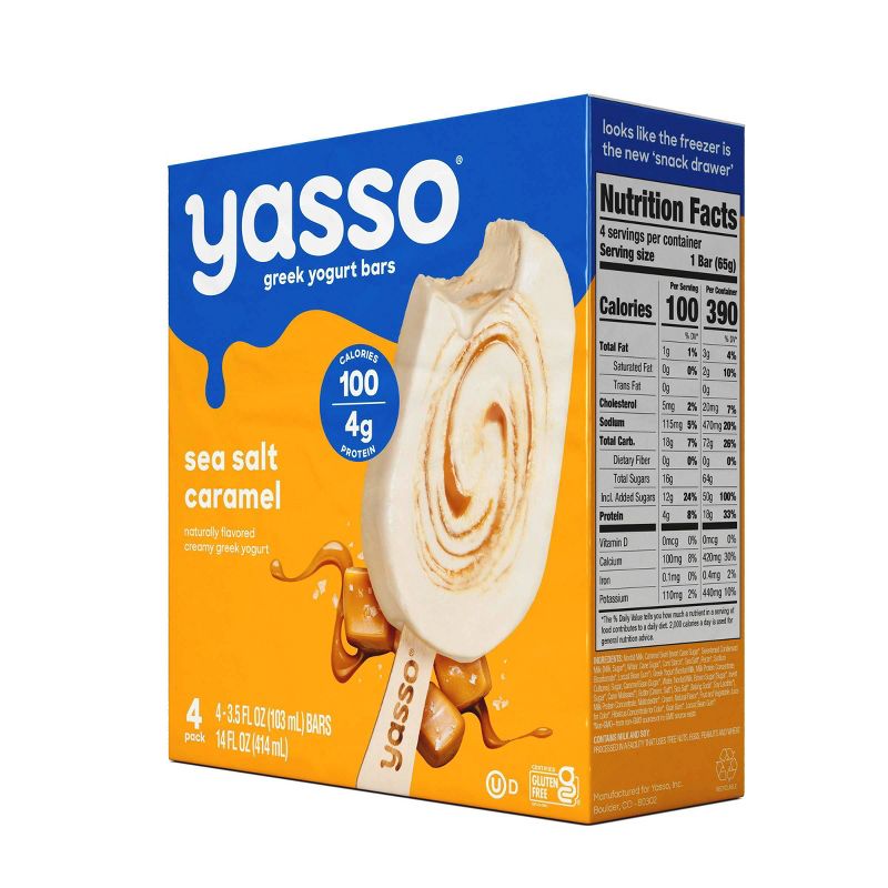 Yasso Frozen Greek Yogurt - Sea Salt Caramel Bars - 4ct, 4 of 11