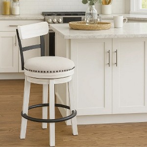 Royal Hampton Swivel 24.5" Counter Stool Chair | Nailhead Trim | Curved Back - 1 of 4
