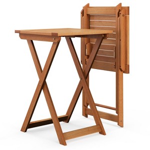 Tangkula 20" Folding Table Outdoor Hardwood Bistro Table w/ Slatted Tabletop Patio - 1 of 4