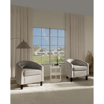 coucheta Set of 2 Barrel Chair, Faux Leather Accent Chair, Leather Armchair Club Chair with Soft Padded and Sturdy Legs for Living Room/Bedroom