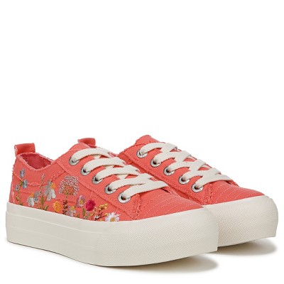 Pink Floral Canvas Platform Fashion Sneaker, Women's Size 8