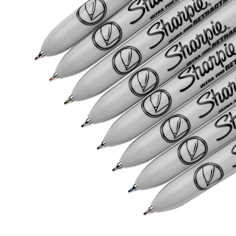 Sharpie Retractable Permanent Marker Ultra Fine Tip Assorted Colors 8/Set 1742025, 3 of 7