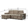 Linen Sofa Bed Convertible Sectional Sofa Reversible Pull Out Couch Bed L-Shaped Sleeper Sofabed with Storage Chaise for Living Room - 4 of 4