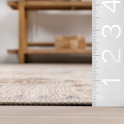 EasyCare 18" Square Beige Synthetic Stain-Resistant Accent Rug