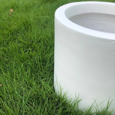 Set of 3 Pure White Lightweight Concrete Cylinder Planters