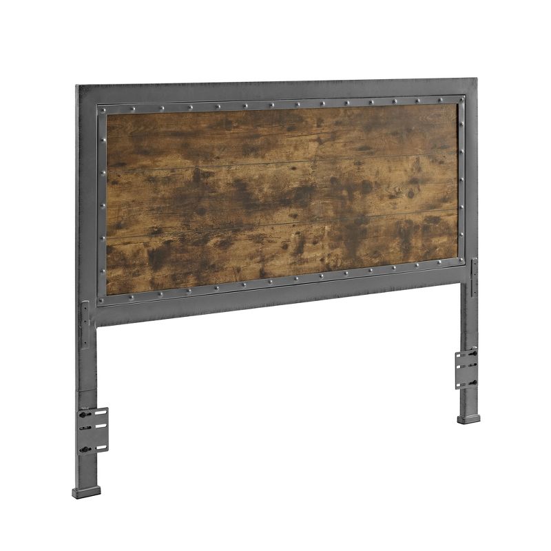 Queen Urban Industrial Wood and Metal Panel Headboard Brown - Saracina Home, 5 of 7