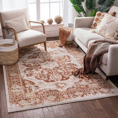 Copper Ombre Rectangular Medallion Synthetic Area Rug