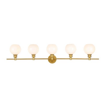 Elegant Lighting Collier 5 light Brass and Frosted white glass Wall sconce