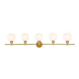 Elegant Lighting Collier 5 light Brass and Frosted white glass Wall sconce - 1 of 4