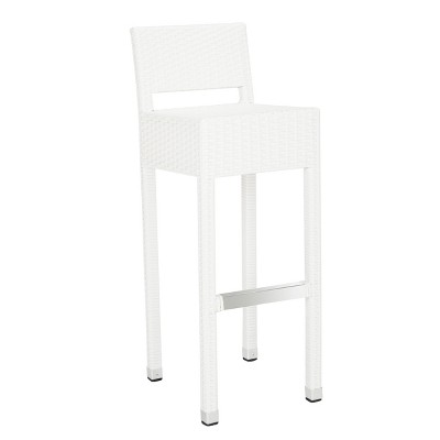Landry White Wicker 38" Transitional Indoor/Outdoor Bar Stool