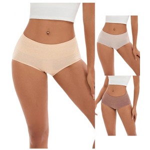 INSPIRE CHIC 3 Pcs Women's Plus Size High Waist Tummy Control Briefs Butt Lifter Control Panties - 1 of 4