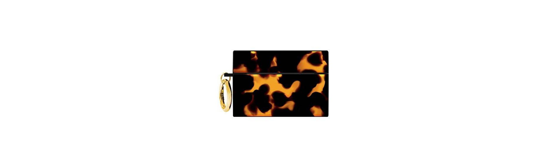 Flaunt Square AirPods Pro (1st/2nd gen.) Case - Tortoise Print with Gold Ring Clip