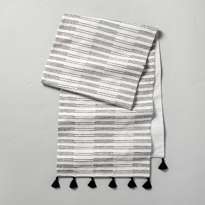 Broken Stripes Tassel Table Runner Black/Sour Cream - Hearth & Hand™ with Magnolia