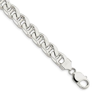 Black Bow Jewelry Mens 10.5mm Sterling Silver Solid Flat Cuban Anchor Chain Bracelet - 1 of 3