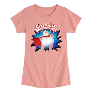 Girls' - Captain Underpants - Original Logo of Superhero Fitted Short Sleeve Graphic T-Shirt - 1 of 3