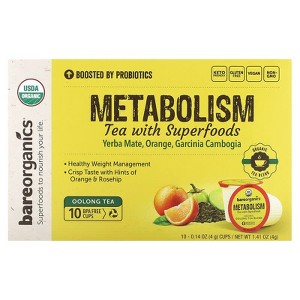 BareOrganics, Metabolism, Tea with Superfoods, Oolong Tea, 10 Cups, 0.14 oz - 1 of 3