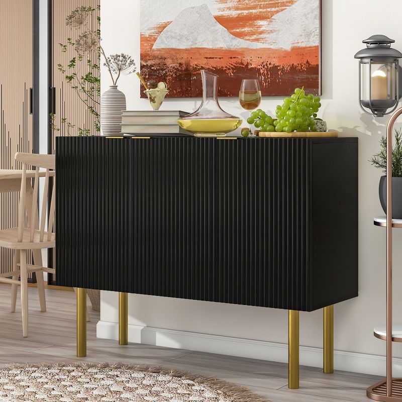 Modern Sideboard, Buffet  Cabinet with Metal handles & Legs and Adjustable Shelves-ModernLuxe, 1 of 11