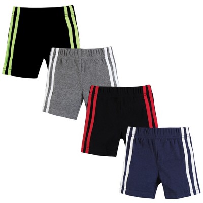 Image of Hudson Baby Boy Shorts Bottoms 4-Pack, Navy Black, 0-3 Months