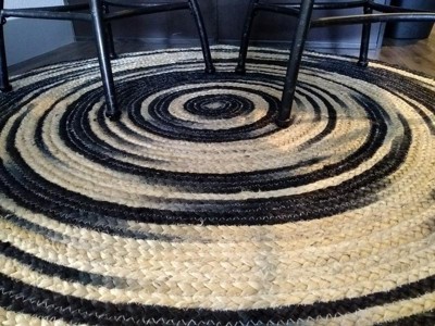 Round Multi-Coloured Cotton and Jute Braided Rag Rug Recycled Materials 4  Sizes Fair Trade GoodWeave