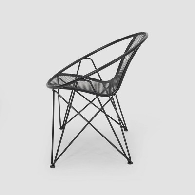 Georgia Matte Black Iron Modern Club Chairs, Set of 2