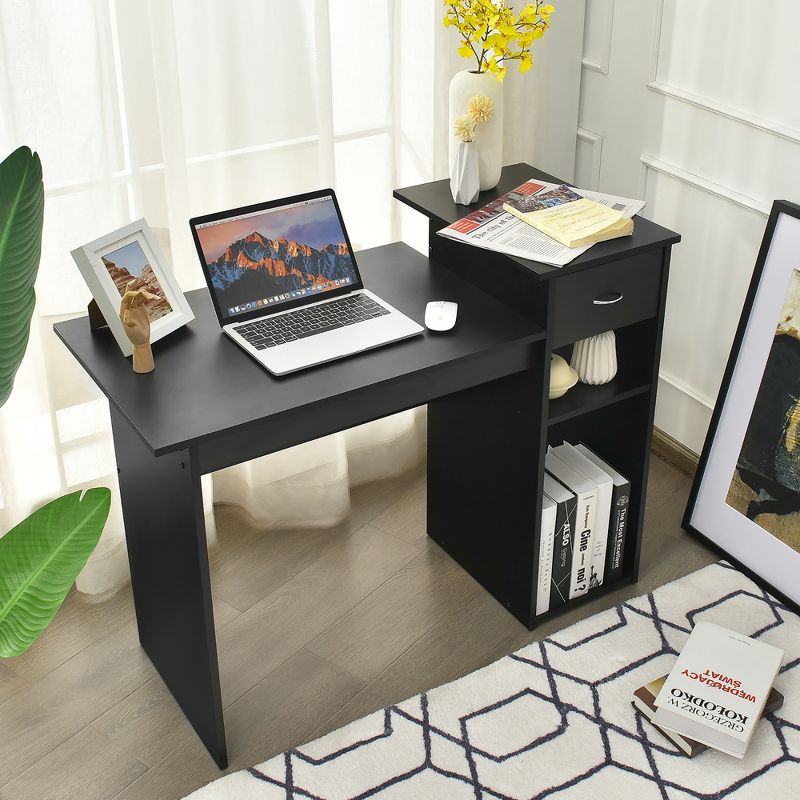 Costway Computer Desk PC Laptop Table w/ Drawer and Shelf Home Office Black, 5 of 13
