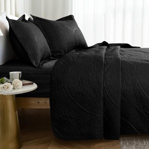 3 Piece Quilt Set Coverlet With Shams Floral Pattern Bedspread Set Bedding Set for All Seasons - Cotton Passion - 1 of 4