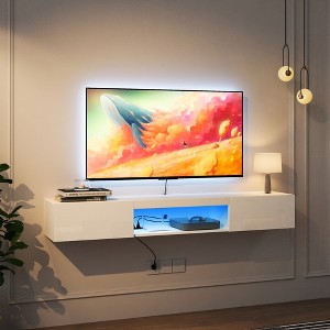 KTMBDW Floating TV Shelf, 63'' Wall Mounted TV Stand Floating TV Console Media Entertainment Under TV Shelf for Bedroom, Livingroom - 1 of 4