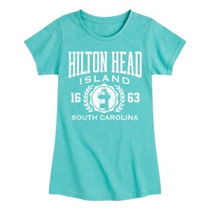 Girls' - Instant Message - Hilton Head Island Collegiate Fitted Short Sleeve Graphic T-Shirt - 1 of 4