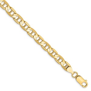 Black Bow Jewelry Men's 6.25mm, 14k Yellow Gold, Concave Anchor Chain Bracelet - 1 of 4