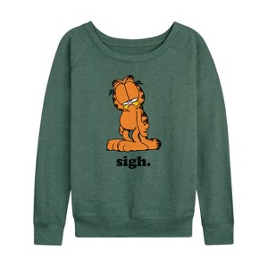 Women's - Garfield - Sigh Garfield Lightweight French Terry Wide Neck Long Sleeve Shirt - 1 of 4