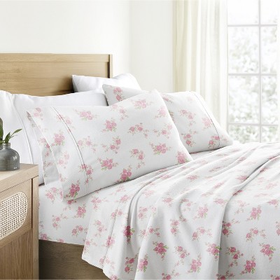 Floral 100% Cotton Flannel Sheets,  4PC Super Soft Bed Sheets, Easy Care, Vibrant Patterns - Becky Cameron