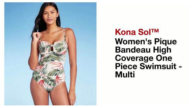 Women's Pique Bandeau Full Coverage One Piece Swimsuit - Kona Sol™, 2 of 23, play video