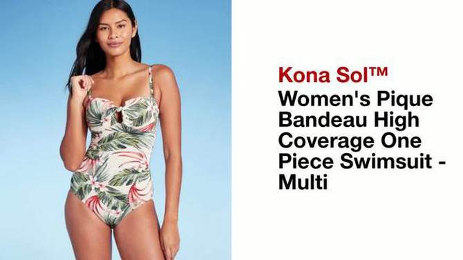 Women's Pique Bandeau Full Coverage One Piece Swimsuit - Kona Sol™, 2 of 23, play video