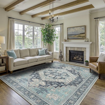 Abynow Medallion Distressed Persian Indoor Area Rug